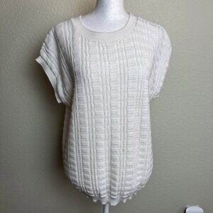 Pykettes Women's Sweater Ivory Sleeveless Sz M Layering Fall‎ Winter Spring Vest